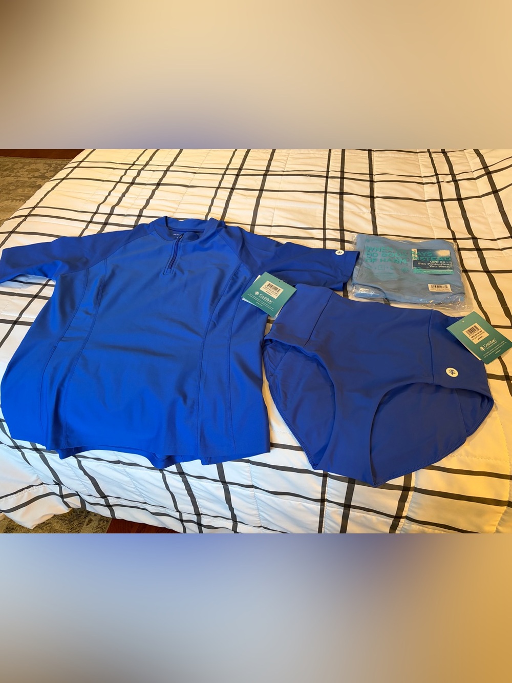Coolibar Freestyle Rash Guard and 2 Ocean Sculpt High Rise Bottoms- 3 items.